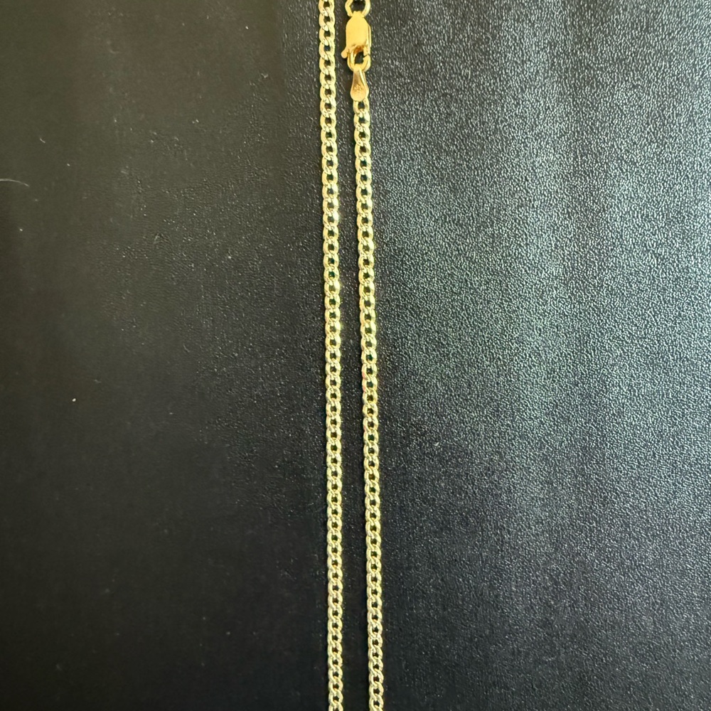 14K gold-plated, flat-link, diamond-cut Cuban, .925 silver, Italian made
